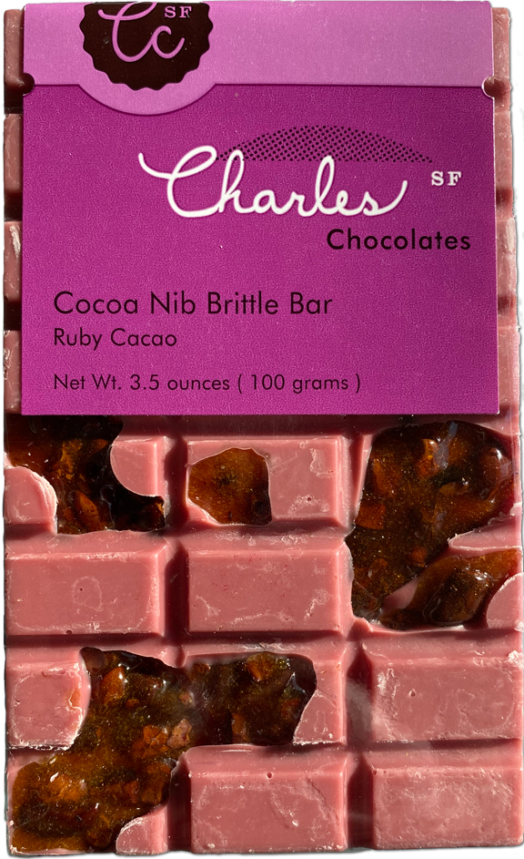 Ruby Raspberry & Pistachio Chocolate Bar, 3.5 oz, Charles Chocolates